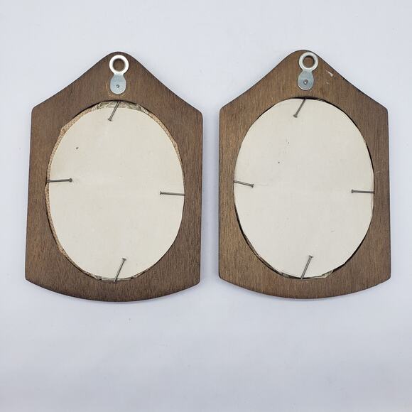 VTG‎ Set OF 2 Unique Shaped Wood Framed Handmade Cross Stitch Snow Babies - Picture 6 of 9